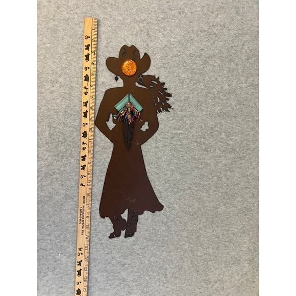 Cowgirl Handmade Rusted Steel Southwest Native Western Jewelry Hanging Decor - Picture 2 of 8